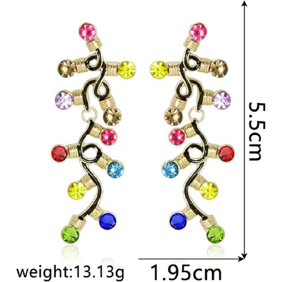 🆕 Women Yellow Christmas Dangle Earrings Colorful Light Bulb Tree Drop Jewelry - Picture 6 of 6